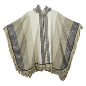 Tejidos Cam Alpaca Wool Poncho Sweater Hooded Bohemian  Boho Western Equestrian